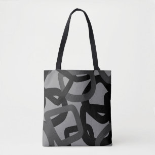 Tote Bag Carré Tangle noir et gris charbon