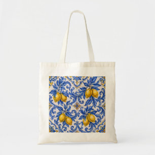 Tote Bag Carreau d'azulejo citron bleu