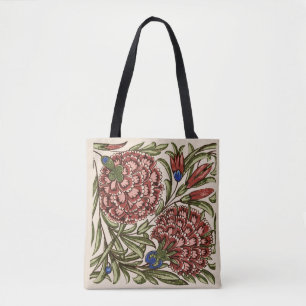 Tote Bag Carreau de fleur d'œillet Art antique rustique De 