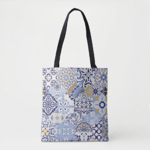 Tote Bag Carreaux azulejos colorés : motif dessiné à la mai