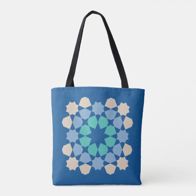 Tote Bag Carreaux de sérénité turquoise (Dos)