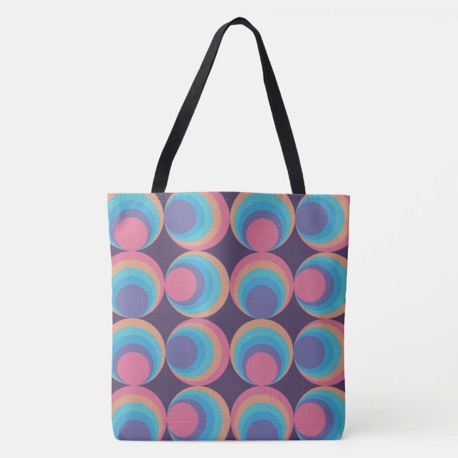 Tote Bag Carreaux d'orbite cosmique rétro (Devant)