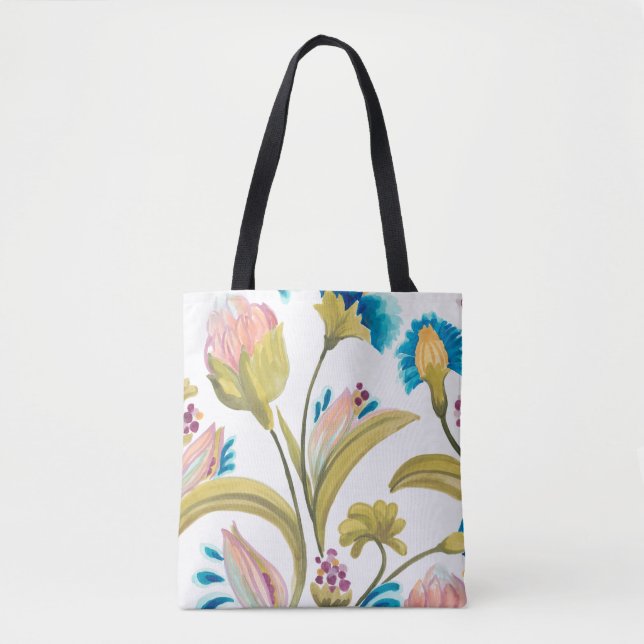 Tote Bag Carreaux floraux de l'abbaye - Fleurs de printemps (Devant)