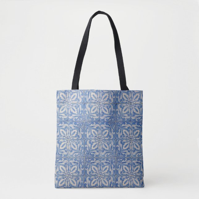 Tote Bag Carreaux portugais Azulejos Bleu Blanc (Devant)