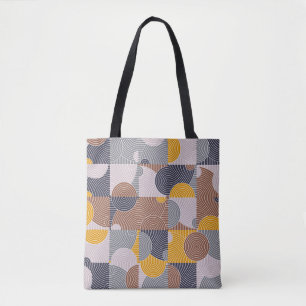 Tote Bag Carreaux rétro 60s : Motif géométrique coloré