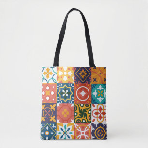 Tote Bag Carreaux Vintages géométriques Motif orné