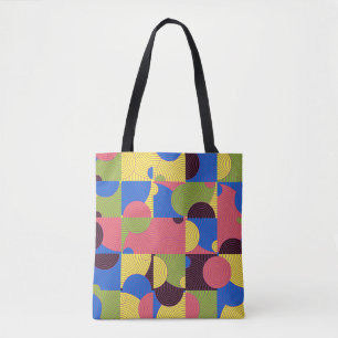 Tote Bag Carreaux vintages motif, fond transparent abstrait