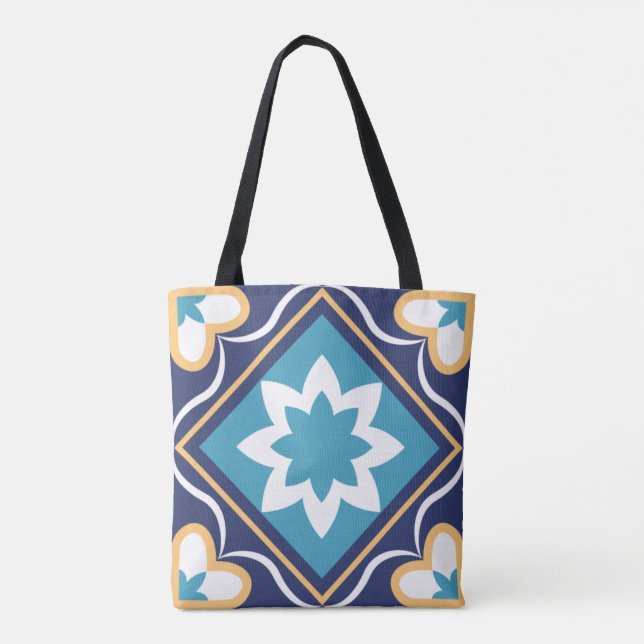 Tote Bag Carrelage en mosaïque marocaine florale Elégant &  (Dos)