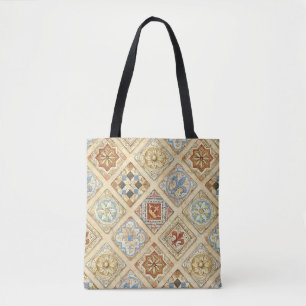 Tote Bag Carrelage médiéval en céramique Couronnes Fleur De