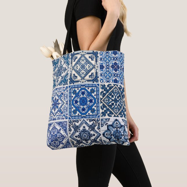 Tote Bag Carrelage méditerranéen, Portugais, Azulejo, Majol (De près)