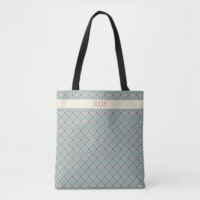 Tote Bag Carrelage rose et bleu (Devant)