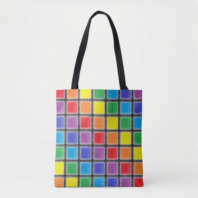 Tote Bag Carrés arc-en-ciel (Devant)