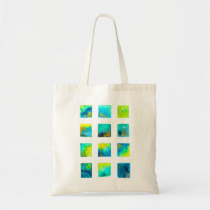 Tote Bag Carrés bleus aquarelle abstrait