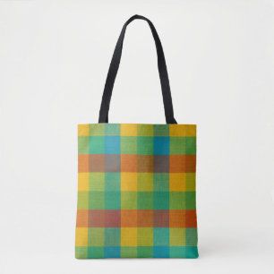 Tote Bag Carrés couchers de soleil - Coloré À damiers Motif