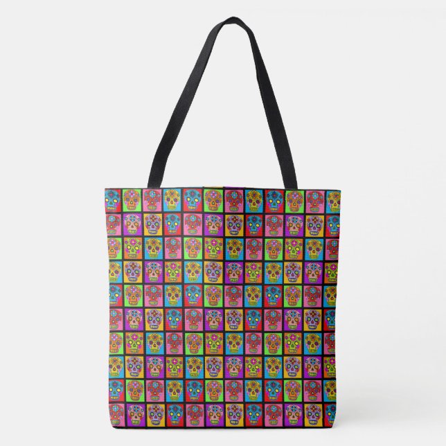Tote Bag Carrés crâne sucre (Devant)