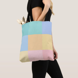 TOTE BAG CARRÉS ET POINTS ROSE BLEU JAUNE VERT PASTEL