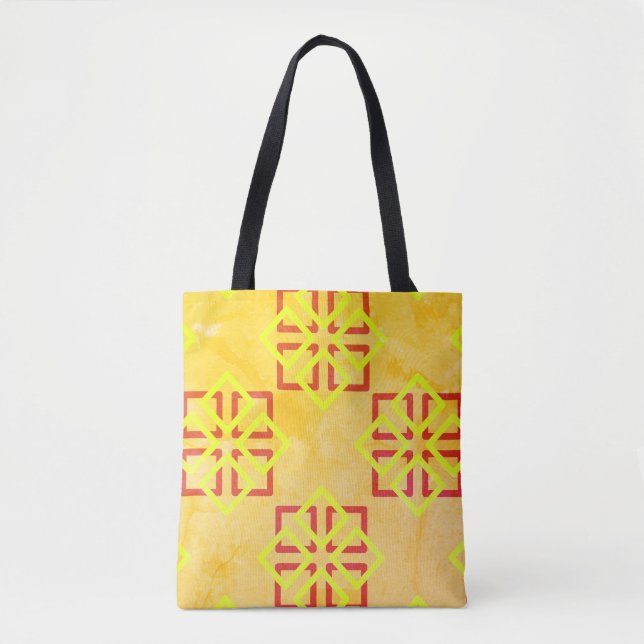 Tote Bag Carrés jaune doré (Devant)