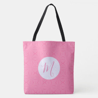 Tote Bag Carrés ondulés rose clair personnalisés avec initi