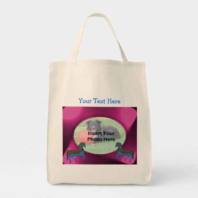 Tote Bag Carrousel coloré Chevaux Design Photo (Devant)