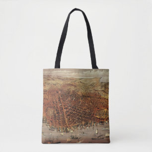 Tote Bag Carte aérienne antique de San Francisco, Californi