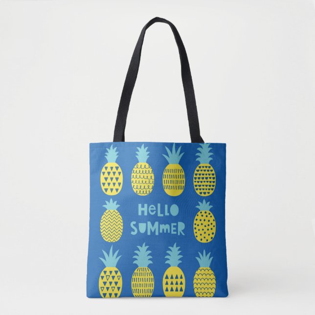 Tote Bag Carte amusante avec ananas. (Devant)