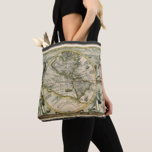 Tote Bag Carte Ancienne, 1596, America Sive Novus Orbis