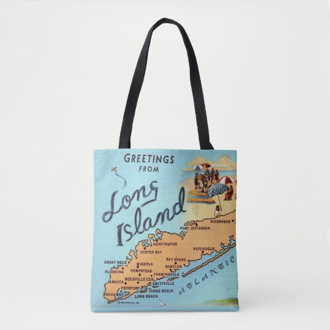 Tote Bag Carte ancienne de Long Island (Devant)