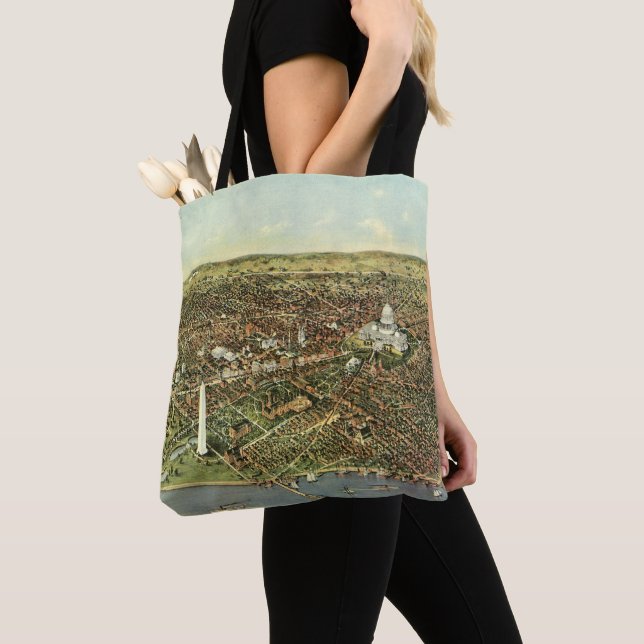 Tote Bag Carte antique avec vue panoramique sur Washington  (De près)