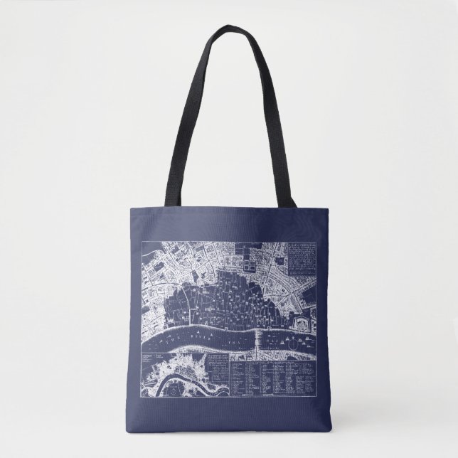 Tote Bag Carte antique de Londres en 1666 Fourre-tout (Devant)