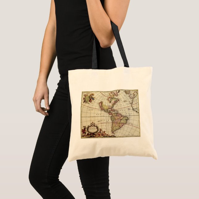 Tote Bag Carte antique des Amériques par Johannes De Ram (Devant (produit))