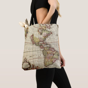 Tote Bag Carte antique des Amériques par Johannes De Ram
