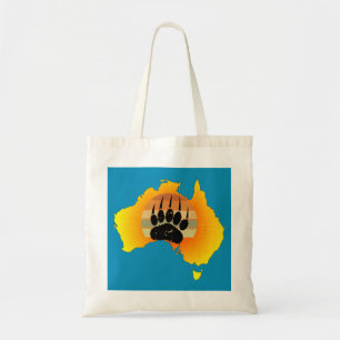 Tote Bag Carte Australie Sunny Ours Avec Sunset Rétro