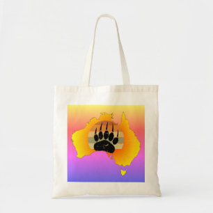 Tote Bag Carte Australie Sunny Ours Avec Sunset Rétro