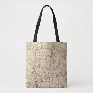 Tote Bag Carte automobile Massachusetts Géographie vintage 