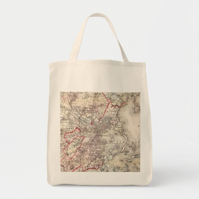 Tote Bag Carte : Boston, 1883 (Devant)