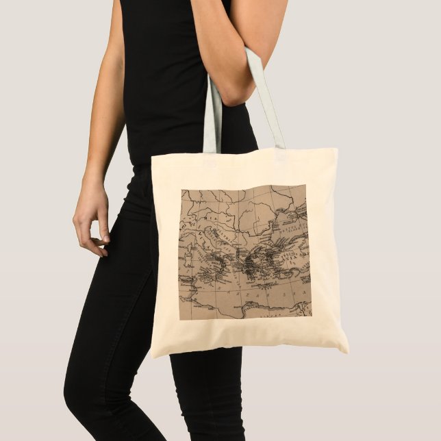 Tote Bag Carte, Cartographie, Géographie, Mer Méditerranée (Devant (produit))