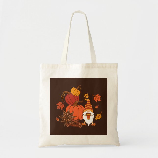 Tote Bag Carte Citrouille Gnome d'automne (Devant)