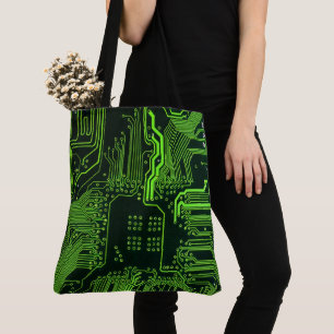 Tote Bag Carte cool de circuit informatique verte