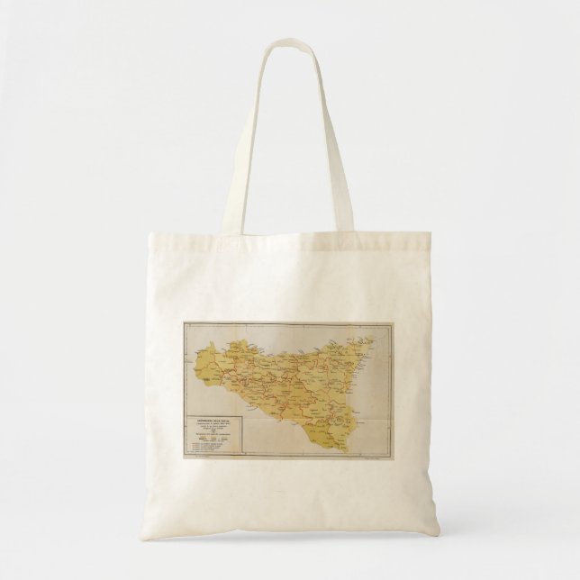 Tote Bag Carte d'activité de Mafia en Sicile Italie 1900 (Devant)