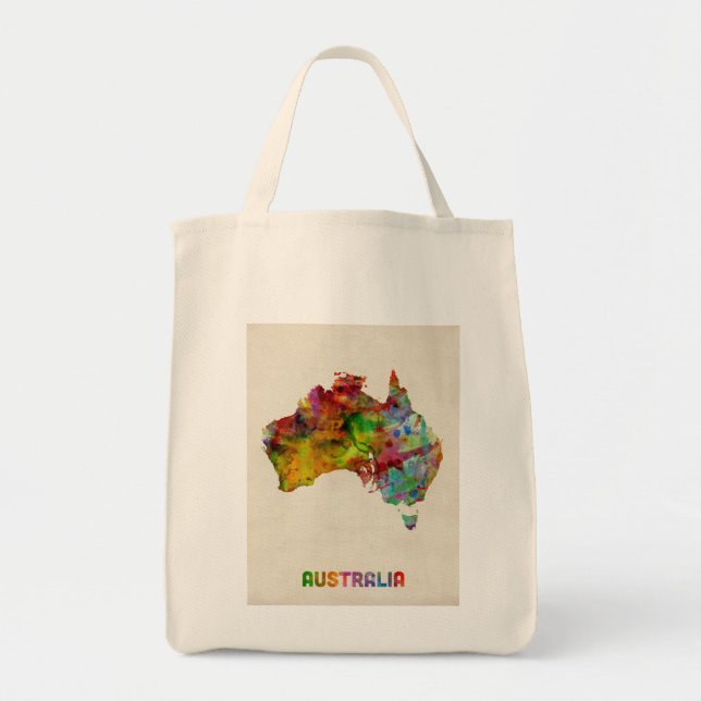 Tote Bag Carte d'aquarelle de l'Australie (Devant)