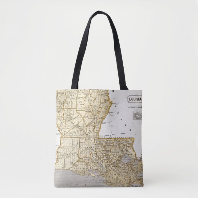 Tote Bag Carte d'atlas de la Louisiane (Devant)