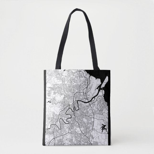 Tote Bag Carte de Brisbane Australie (Devant)