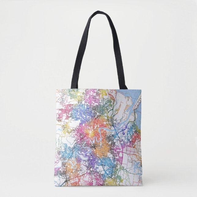 Tote Bag Carte de Brisbane Australie (Devant)