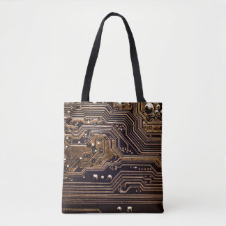 Tote Bag Carte de circuit en or. Matériel informatique élec