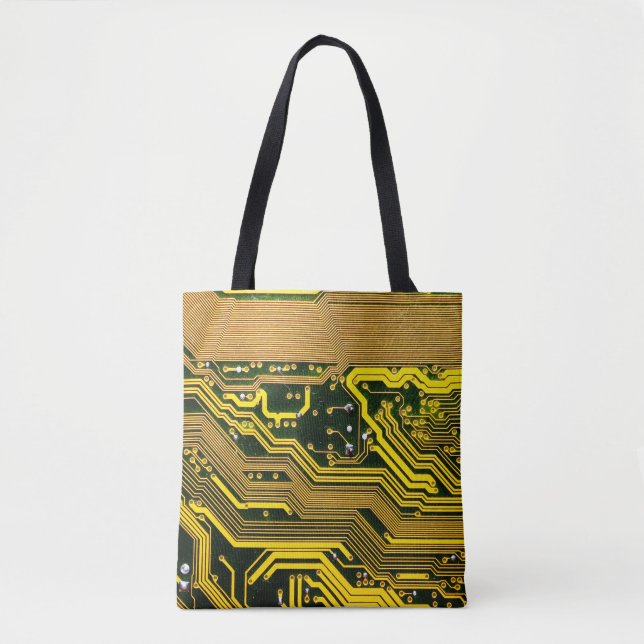 Tote Bag carte de circuits informatiques, abstraite, a (Devant)