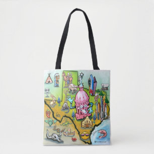 Tote Bag Carte de dessin animé d'Austin Texas