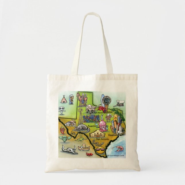 Tote Bag Carte de dessin du Texas (Devant)