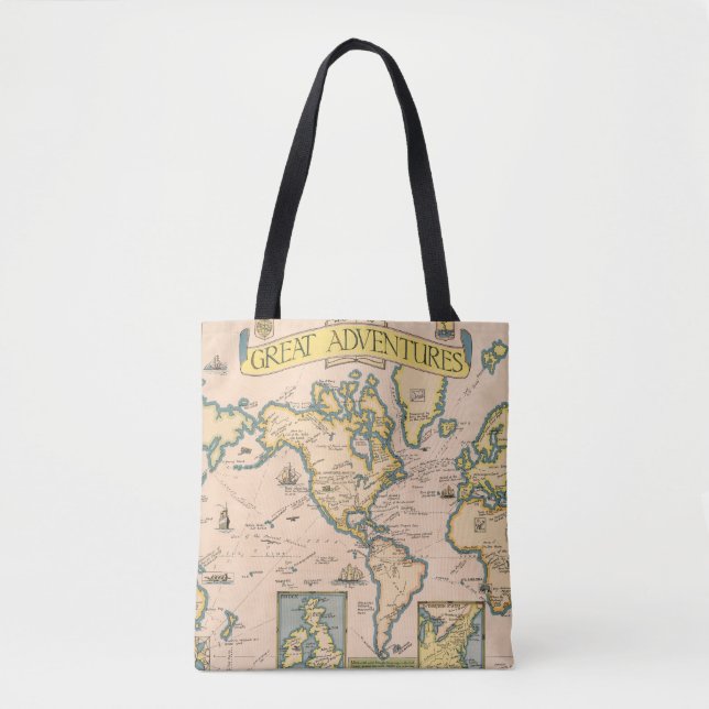 Tote Bag Carte de grandes aventures (Devant)