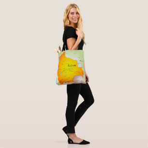 Tote Bag Carte de la Bolivie avec les villes et les frontiè