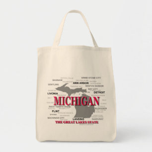 Tote Bag Carte de la fierté d'état du Michigan Silhouette